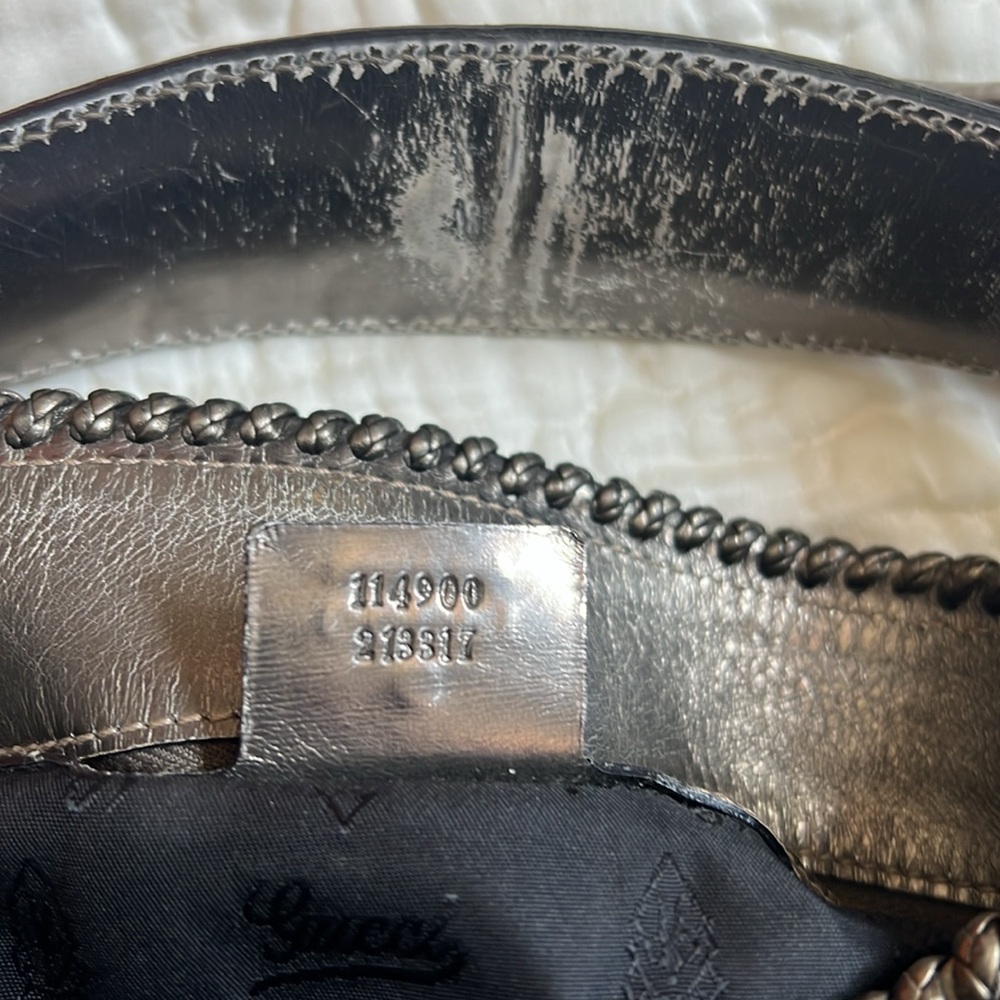 Vintage Gucci Hobo Horsebit Shoulder Bag Black Patent/leather Gold tone - Picture 6 of 14